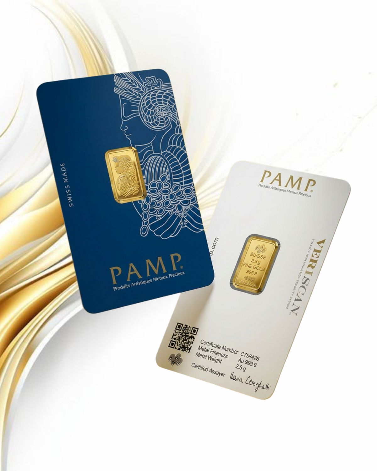 PAMP 2.5g Gold Bar 24K 999 Purity