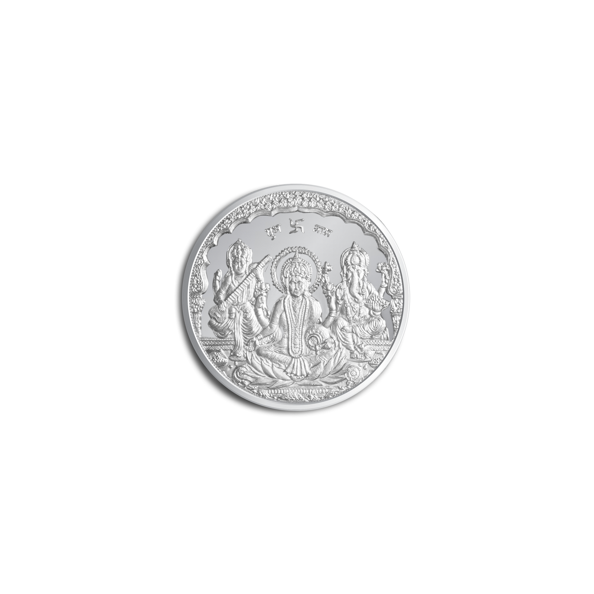 Emirates Gold 999 Pure Silver Laxmi Ganesh Saraswati Auspicious Collectible Coin 1 Oz