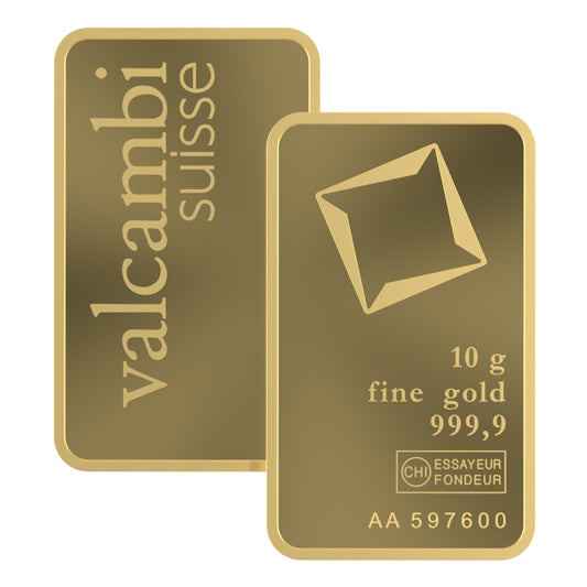Valcambi Suisse 10g Gold Bar – Certified Bar