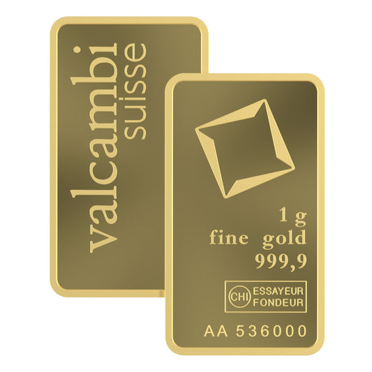 Valcambi Suisse 1g Gold Bar – Certified Bar