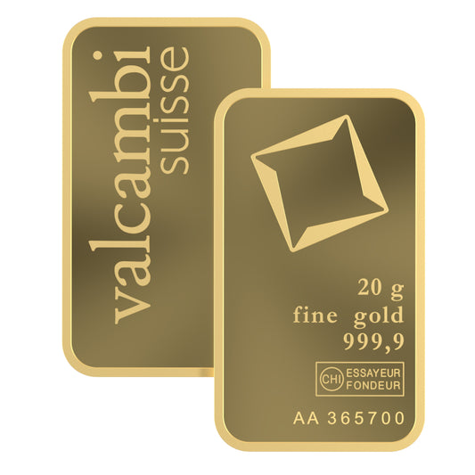 Valcambi Suisse 20g Gold Bar – Certified Bar