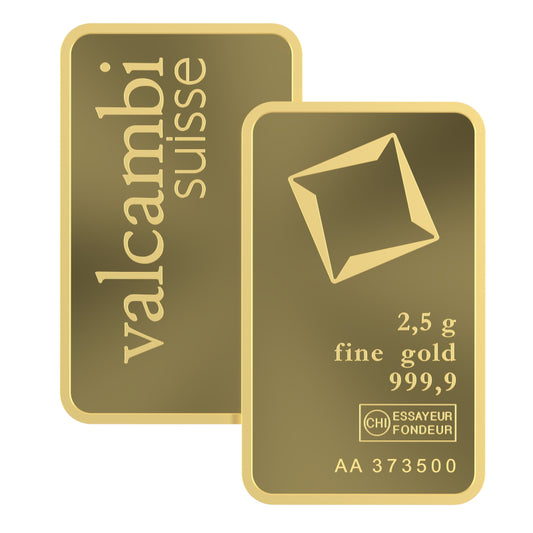Valcambi Suisse 2.5g Gold Bar – Certified Bar