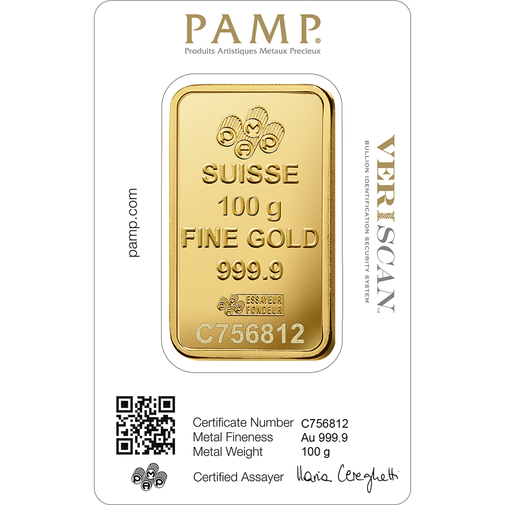 PAMP 100g Gold Bar 24K 9999 Purity- WITH INVOICE