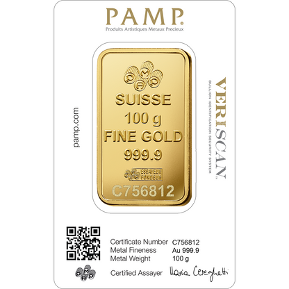 PAMP 100g Gold Bar 24K 9999 Purity- WITH INVOICE