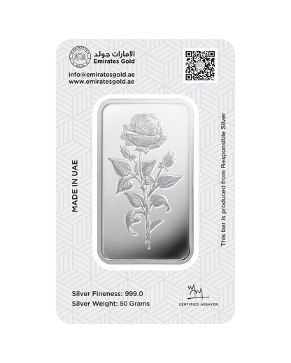 Emirates Gold 50g Silver Bar – Certified Bar