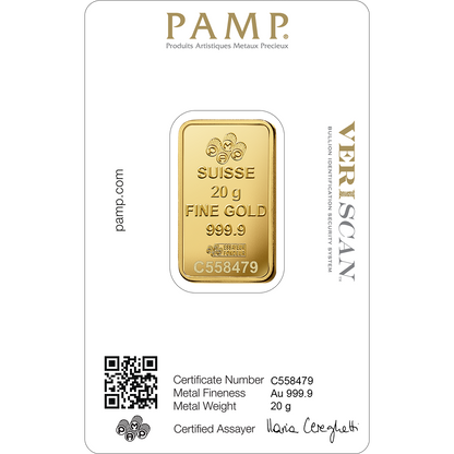 PAMP 20g Gold Bar 24K 9999 Purity- WITH INVOICE