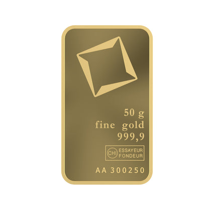 Valcambi Suisse 50g Gold Bar – Certified Bar