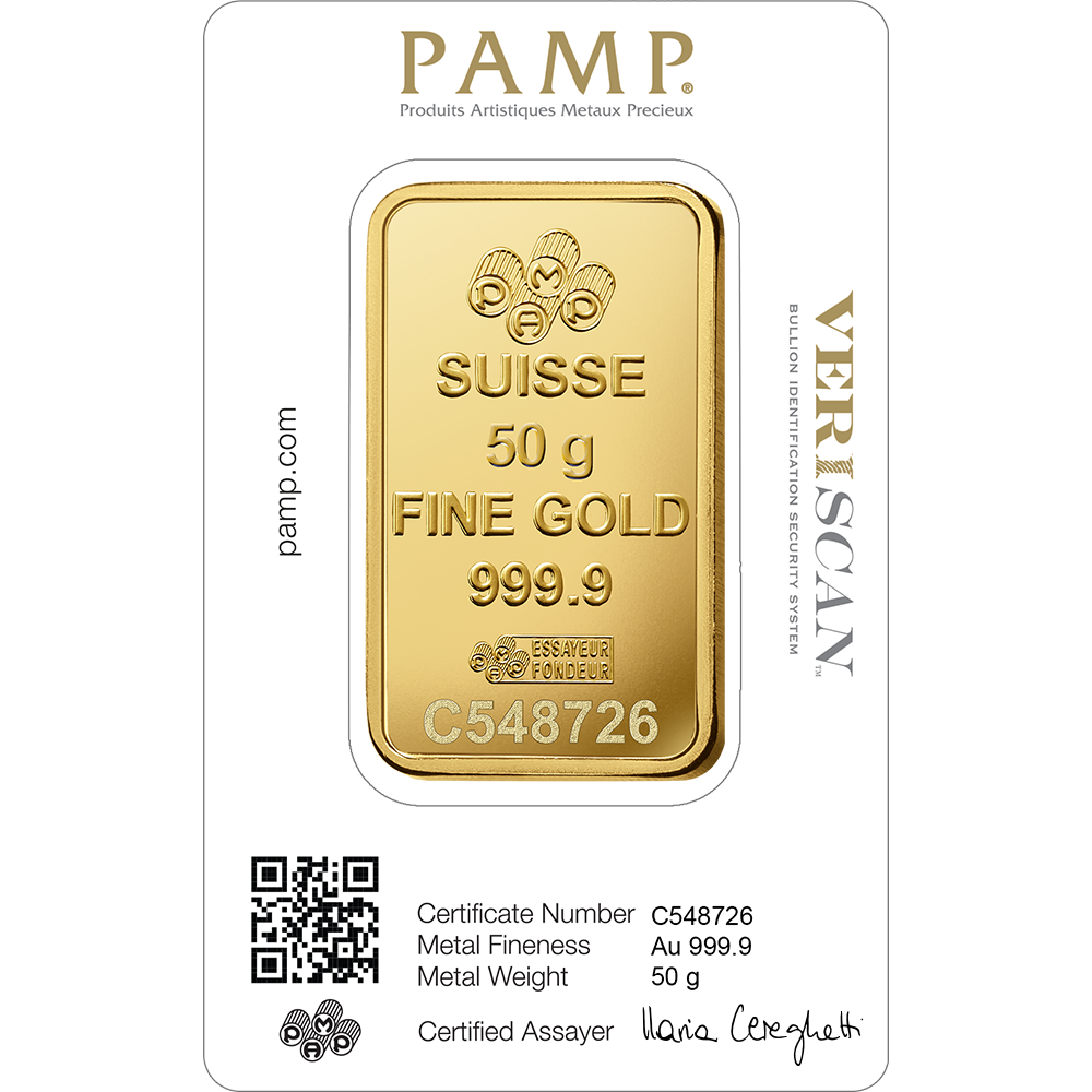 PAMP 50g Gold Bar 24K 9999 Purity- WITH INVOICE