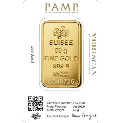PAMP 50g Gold Bar 24K 9999 Purity- WITH INVOICE