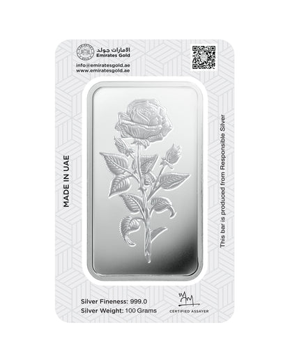 Emirates Gold 100g Silver Bar – Certified Bar