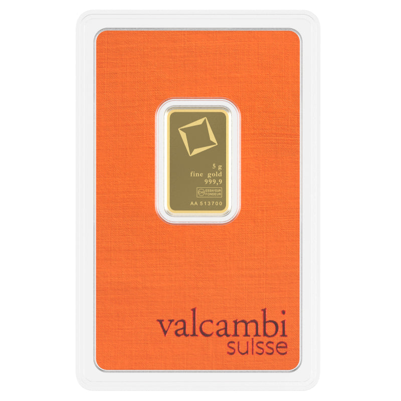 Valcambi Suisse 5g Gold Bar – Certified Bar