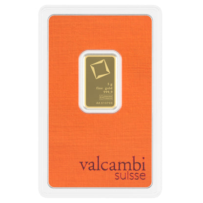 Valcambi Suisse 5g Gold Bar – Certified Bar