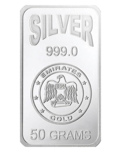Emirates Gold 50g Silver Bar – Certified Bar