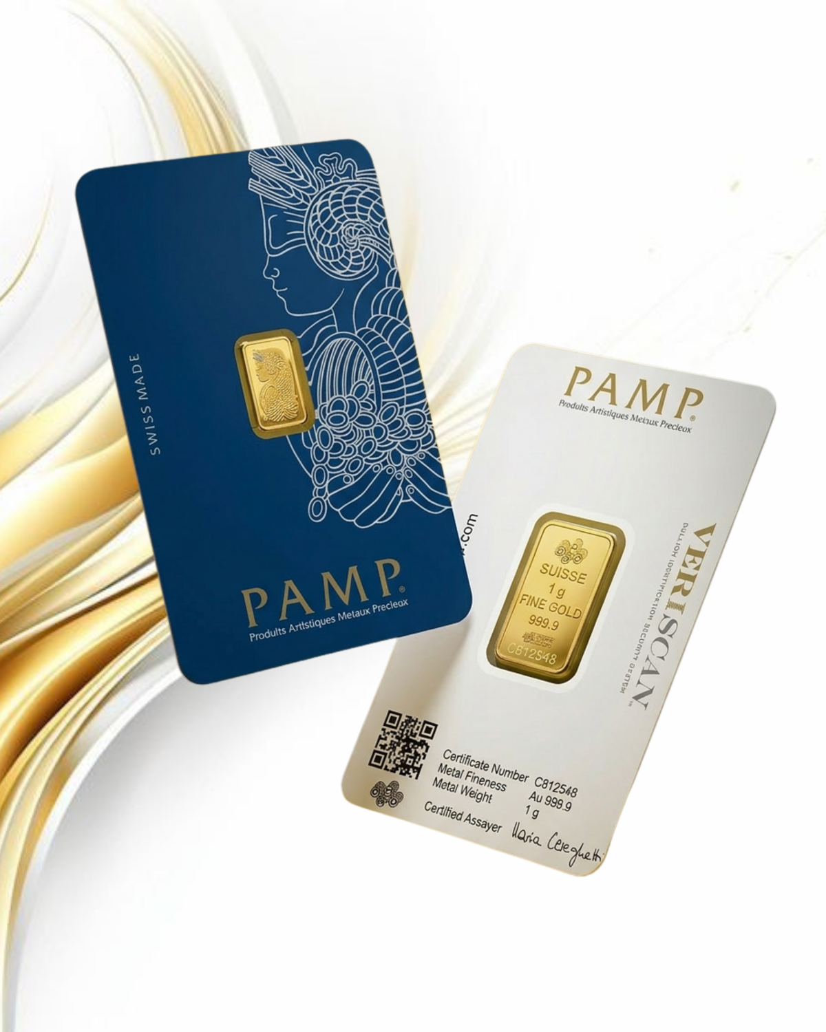 PAMP 1g Gold Bar 24K 9999 Purity