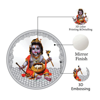 Coin Dinar 999.9 Pure Silver Lord Krishna Collectible Gift Coin 20g