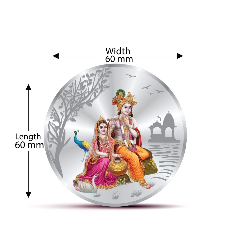Coin Dinar 999.9 Pure Silver Radha Krishna Collectible Gift Coin 100g