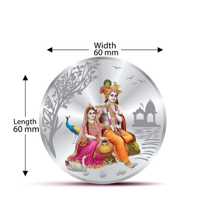 Coin Dinar 999.9 Pure Silver Radha Krishna Collectible Gift Coin 100g