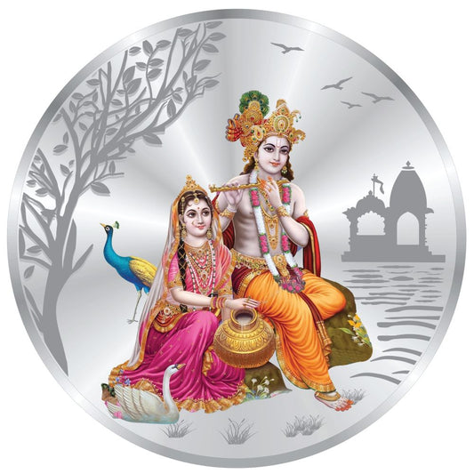 Coin Dinar 999.9 Pure Silver Radha Krishna Collectible Gift Coin 10g