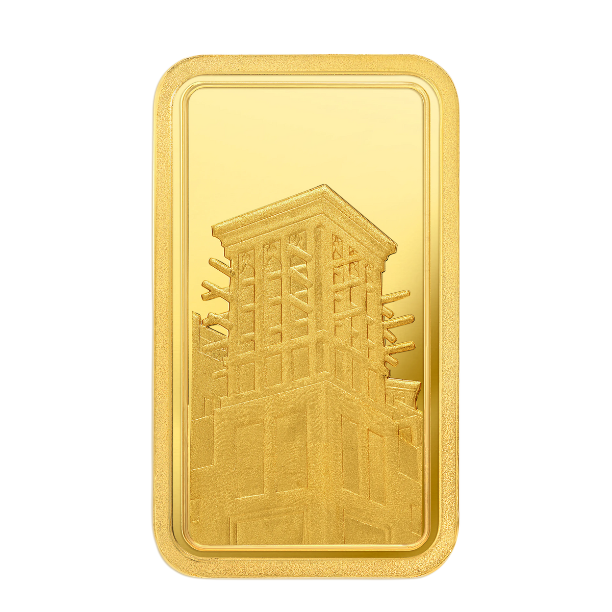 Emirates Gold 1 Ounce Gold Bar from The Wind Tower Collection, featuring an intricate wind tower design.