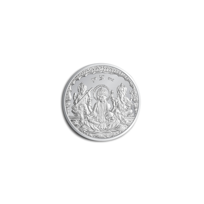 Emirates Gold 999 Pure Silver Laxmi Ganesh Saraswati Auspicious Collectible Coin 10g