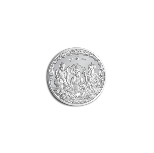 Emirates Gold 999 Pure Silver Laxmi Ganesh Saraswati Auspicious Collectible Coin 5g