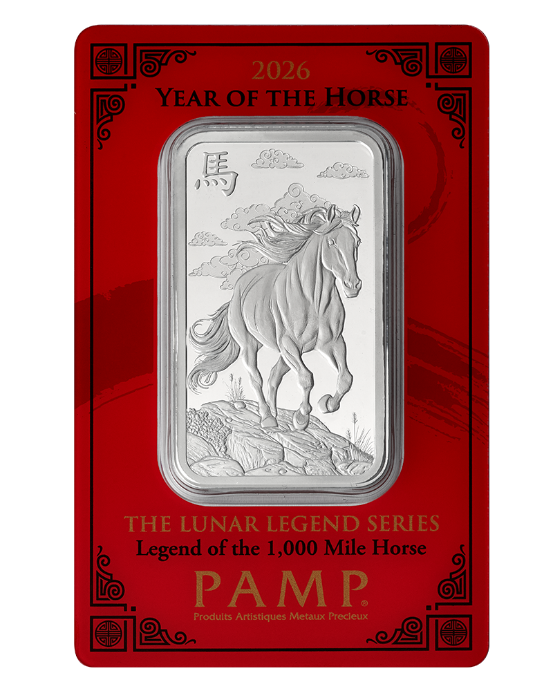PAMP Lunar Legends 1oz Silver Bar – 2026 Year of the Horse