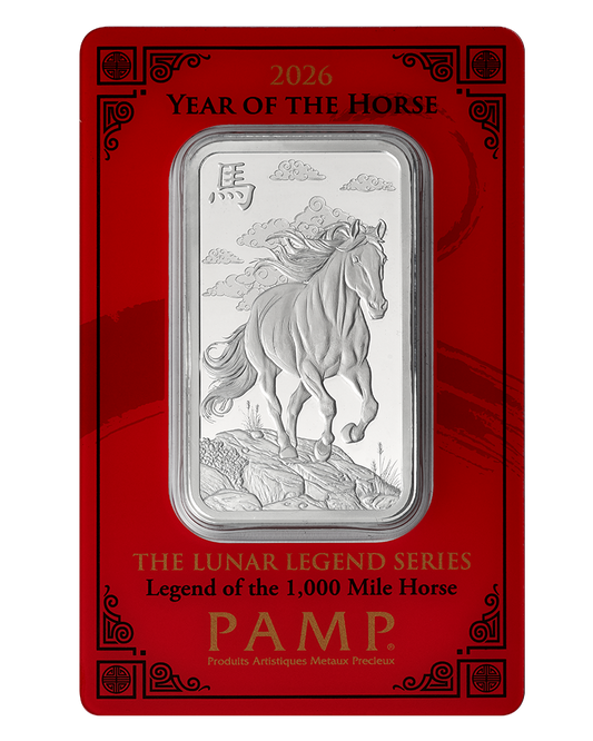 PAMP Lunar Legends 1oz Silver Bar – 2026 Year of the Horse